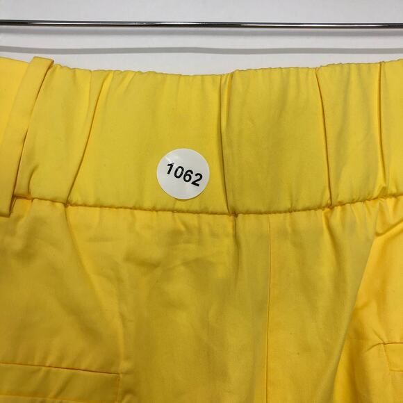 Anthropologie x Exquise Barrel Wide Leg Pleated Chino Pant Yellow/ Jaune Size L - Picture 9 of 9